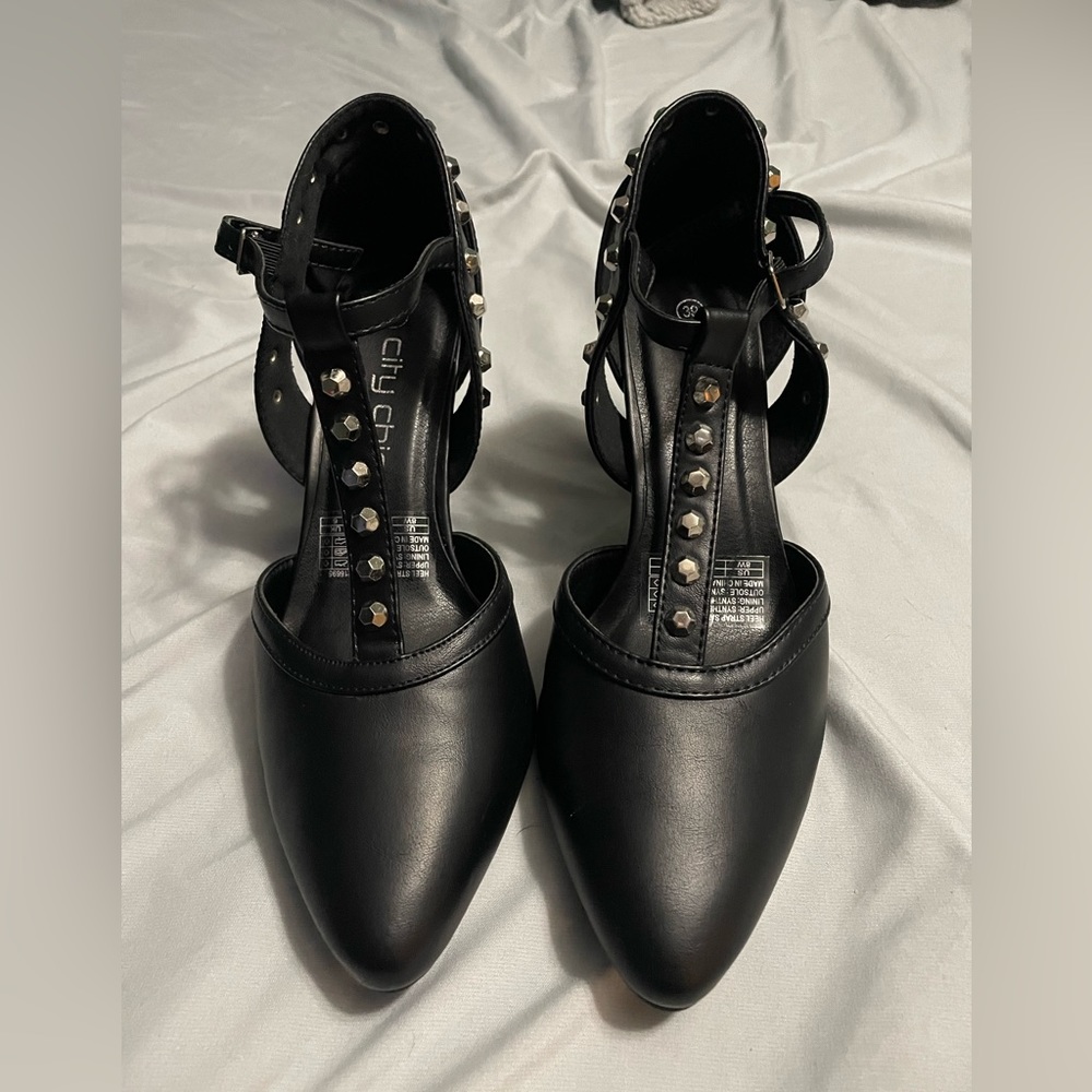 Studded Black Heels